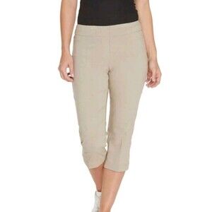 Slimsation khaki capri pants comfortable stretch Wrinkle Resistance, Pullon sz10